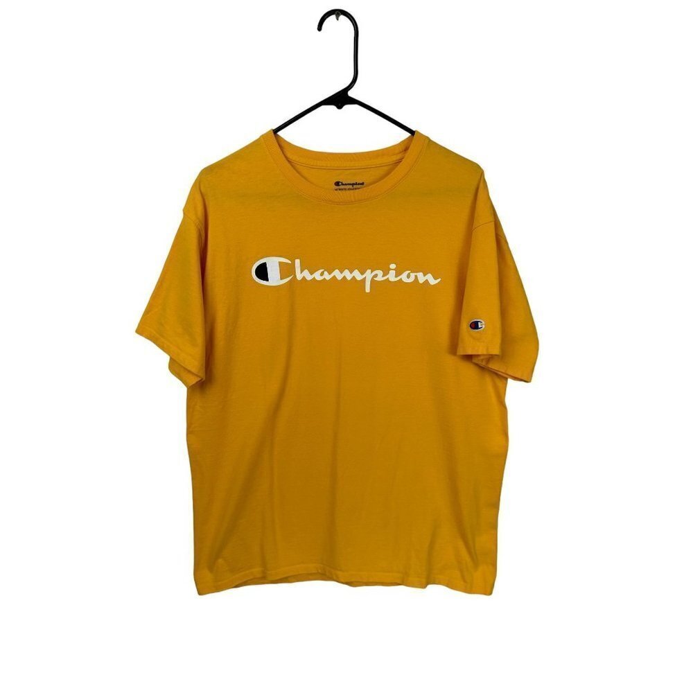 Champion authentic sports wear, short sleeve shirt, yellow, large